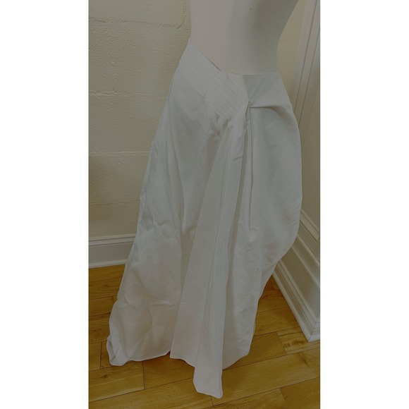 JIL‎ SANDER  White Cotton Poplin Knit Lattice Trim A-Line Skirt Made Italy Sz 48 - Picture 3 of 6